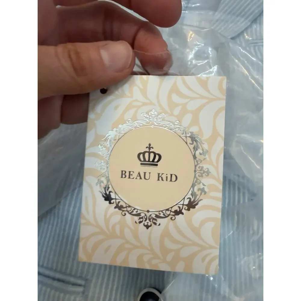 Beau Kid Seersucker Short Suit With Shirt Bow tie Belt Sz 2-3 NWT